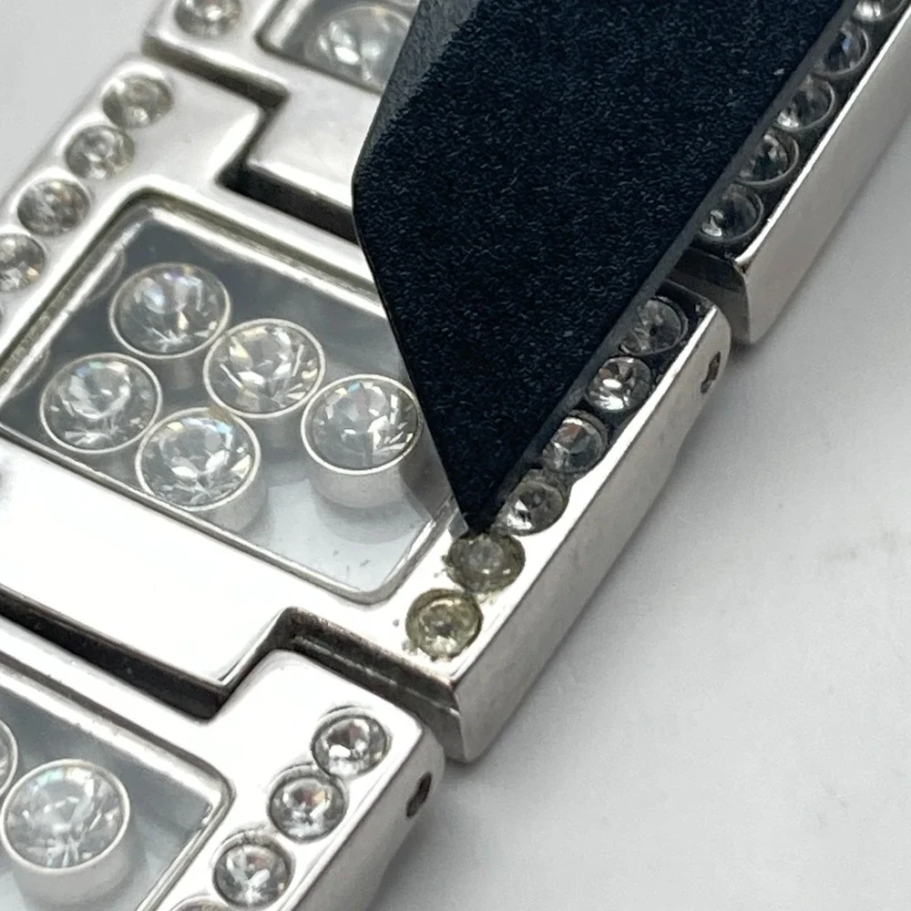 Victoria Wieck Women's Watch Silver Tone Floating Crystals New Battery 6.75